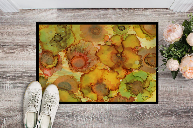 Abstract Flowers in Yellows and Oranges Doormat - 24x36 Decorative Floor Mat – Indoor/Outdoor Rug