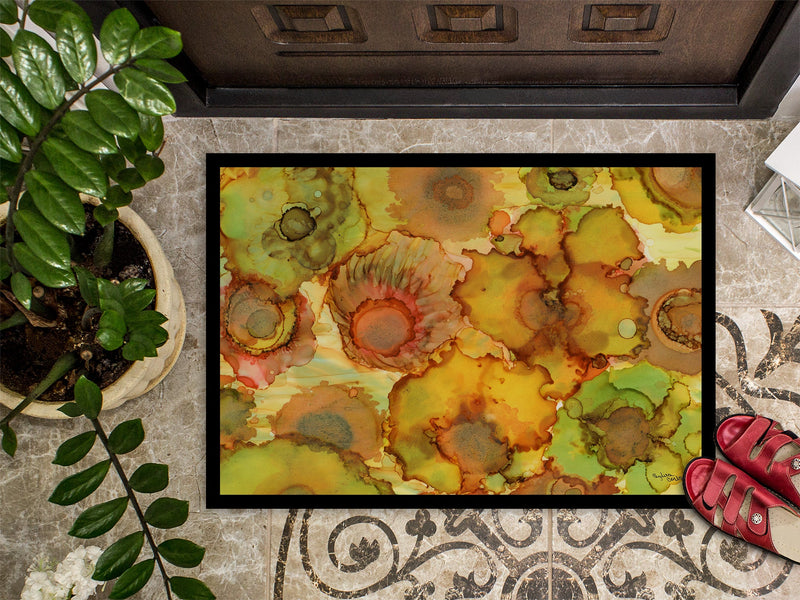 Abstract Flowers in Yellows and Oranges Doormat - 24x36 Decorative Floor Mat – Indoor/Outdoor Rug