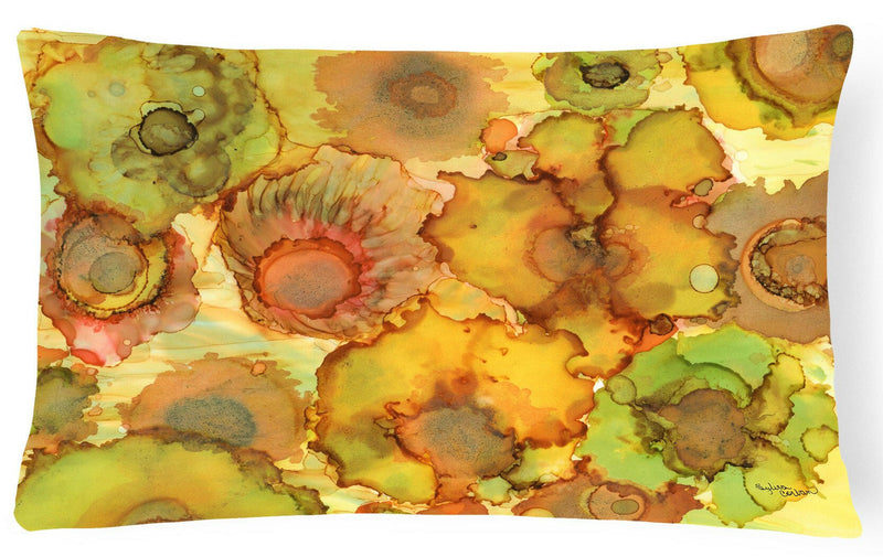 Abstract Flowers in Yellows and Oranges Fabric Decorative Pillow 8986PW1216