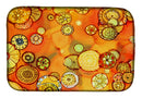 Abstract Flowers in Oranges and Yellows Dish Drying Mat – Absorbent, Artistic Kitchen Essentials 8987DDM