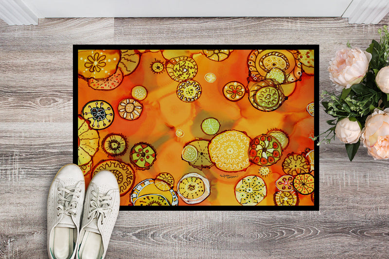 Abstract Flowers in Oranges and Yellows Doormat - 24x36 Decorative Floor Mat – Indoor/Outdoor Rug