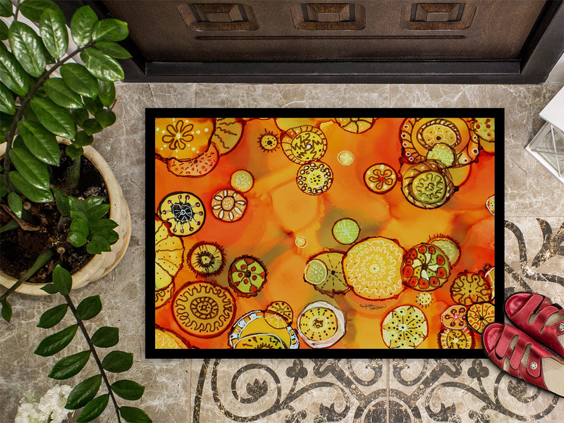 Abstract Flowers in Oranges and Yellows Doormat - 24x36 Decorative Floor Mat – Indoor/Outdoor Rug
