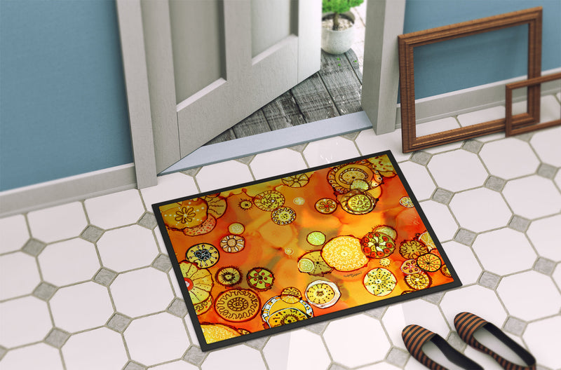 Abstract Flowers in Oranges and Yellows Doormat - 24x36 Decorative Floor Mat – Indoor/Outdoor Rug
