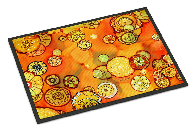 Abstract Flowers in Oranges and Yellows Indoor or Outdoor Mat 24x36 8987JMAT