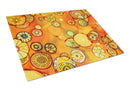 Abstract Flowers in Oranges and Yellows Glass Cutting Boards – Durable, Decorative Kitchen Art Large 8987LCB
