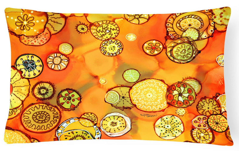 Abstract Flowers in Oranges and Yellows Fabric Decorative Pillow 8987PW1216