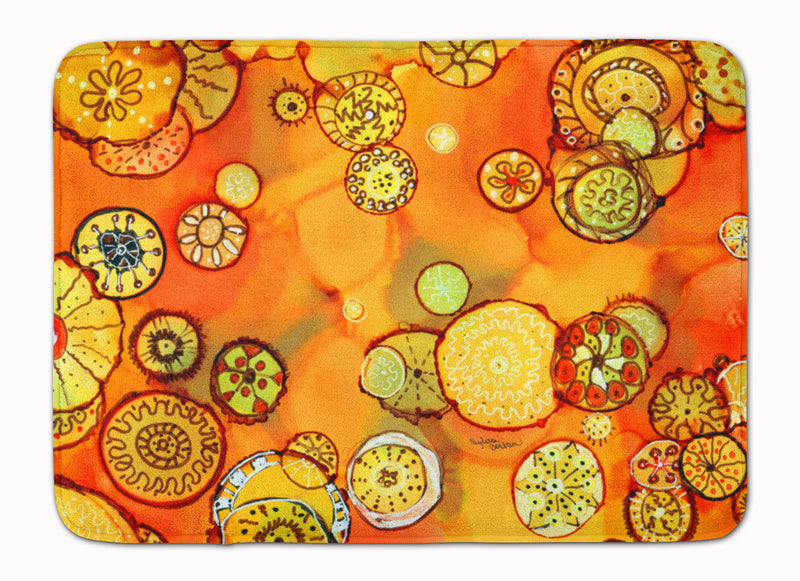 Abstract Flowers in Oranges and Yellows Machine Washable Memory Foam Mat 8987RUG