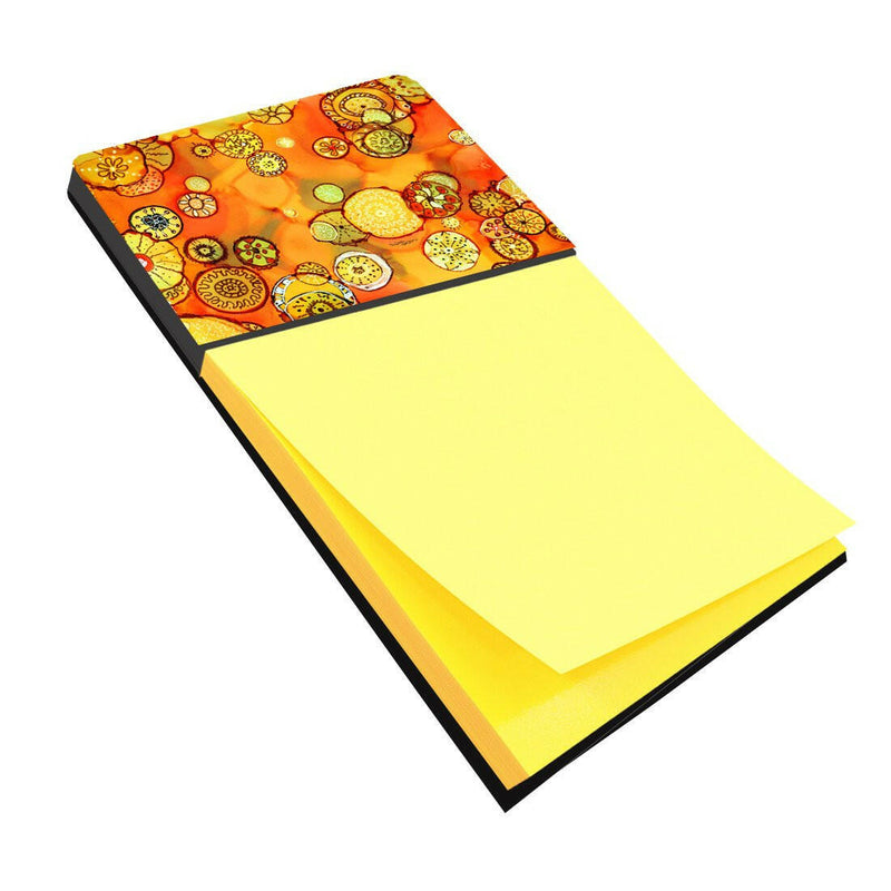 Abstract Flowers in Oranges and Yellows Sticky Note Holder 8987SN