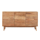 Boho Handcrafted 3 Door Sideboard, Carved Texture & Artisanal Charm - Natural by HouseOfZazla
