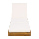 Lounge Chaise Set, Acacia Solid Wood with Lounge Cushion (Cream & Triple Fold) - Matching Dark