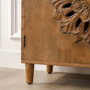 Rustic Hand-Carved Wooden 2-Door Cabinet