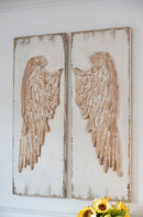 Feather Wing Wall Panels With Distressed, Rectangle Hanging Wall Art (Set of 2) - Multicolor by HouseOfZazla