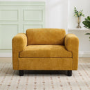Modern Oversized Armchair Comfy Accent Chair Single Sofa for Living Room Bedroom Office Apartment, Woven Velvet Fabric, Yellow