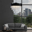18-inch Modern Crystal Chandelier with Black Velvet Shade