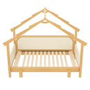 Twin Size Wood Treehouse Bed with Soft Cushion Rails