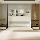 Mordern Design Twin Size Horizontal Murphy Bed With Shelf Storage For Bedroom Or Guestroom Wall Bed Space Saving Hidden Bed With New Style Gas Struts - White by HouseOfZazla