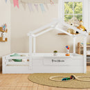 Full Size Floor Bed with Guardrails and Roof