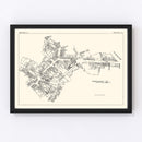 Vintage Map of Pawtucket, RI Business Section 1929