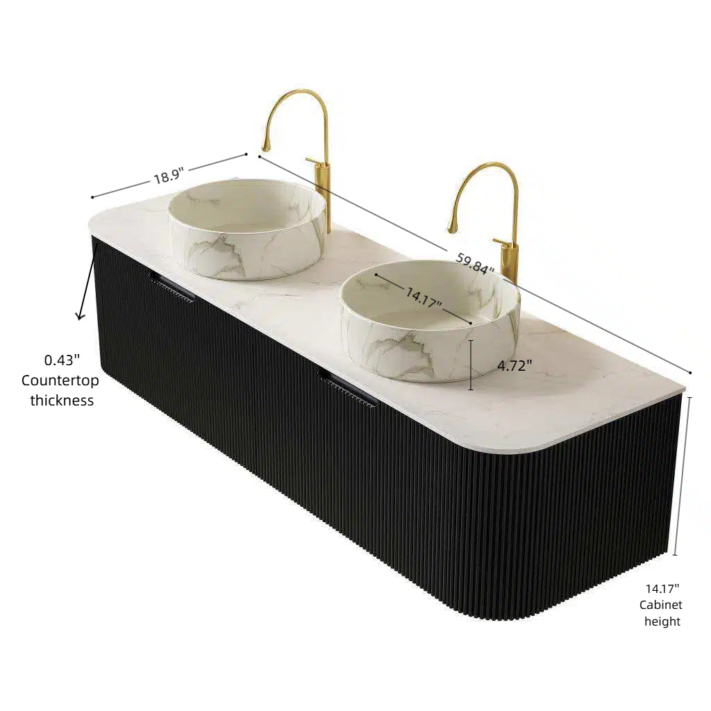 Dina 60" Bathroom Vanity & Sinks, photo 6 of 10