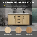 Original 60" Freestanding Bathroom Vanity With Double Resin Sink Plywood Soft Closing Doors & Drawers - Oak