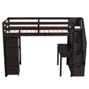 Loft Bed With Storage Drawers, Desk And Stairs With Shelves