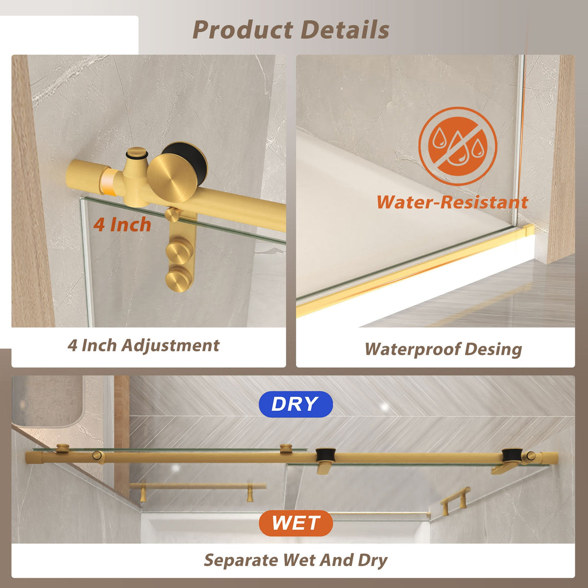44-48" x 76" Frameless Sliding Shower Door, photo 9 of 10