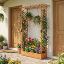 89 Inch Tall Wooden Raised Garden Bed with Side Trellis and Hanging Roof Drainage Holes by LJGDeals