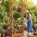 89 Inch Tall Wooden Raised Garden Bed with Side Trellis and Hanging Roof Drainage Holes by LJGDeals