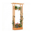 89 Inch Tall Wooden Raised Garden Bed with Side Trellis and Hanging Roof Drainage Holes by LJGDeals
