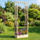 89 Inch Tall Wooden Raised Garden Bed with Side Trellis and Hanging Roof Drainage Holes by LJGDeals