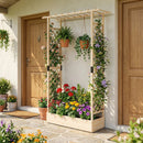 89 Inch Tall Wooden Raised Garden Bed with Side Trellis and Hanging Roof Drainage Holes by LJGDeals