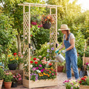 89 Inch Tall Wooden Raised Garden Bed with Side Trellis and Hanging Roof Drainage Holes by LJGDeals