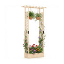 89 Inch Tall Wooden Raised Garden Bed with Side Trellis and Hanging Roof Drainage Holes by LJGDeals