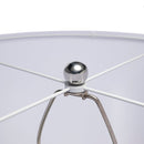 Silver Round Table Lamp with White Fabric Shade