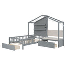 House Bed With Upholstered Sofa, Wireless Charging Station, Shelves And 2 Drawers by HouseOfZazla