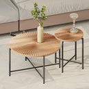 Radial - Pattern Coffee And End Table Set Waterproof Cover, Distressed Cylindrical Design (Set of 2) by HouseOfZazla