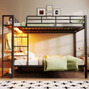 Bunk Bed With Storage Shelves, Clothes Hooks, LED Light by HouseOfZazla