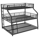 Twin Long / Full Long / Queen Triple Bunk Bed With Long And Short Ladder And Full-Length Guardrails - Black by Unique Piece Furniture