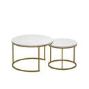 Nesting Coffee Table Set of 2 with Marble Pattern Tops