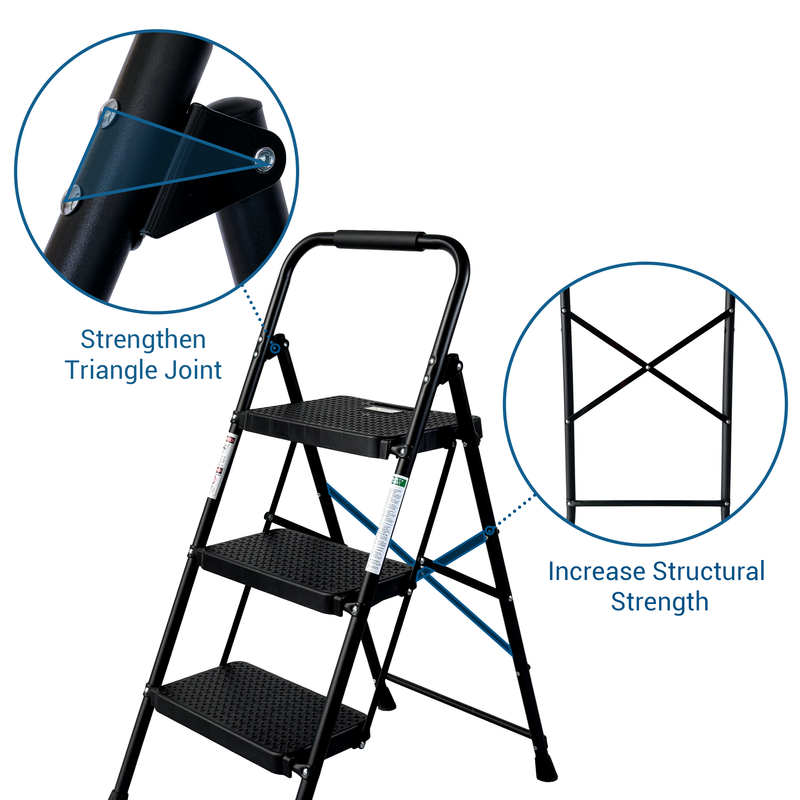 3 Step Ladder Folding Step Stool with Wide Anti-Slip Pedal, photo 6 of 10