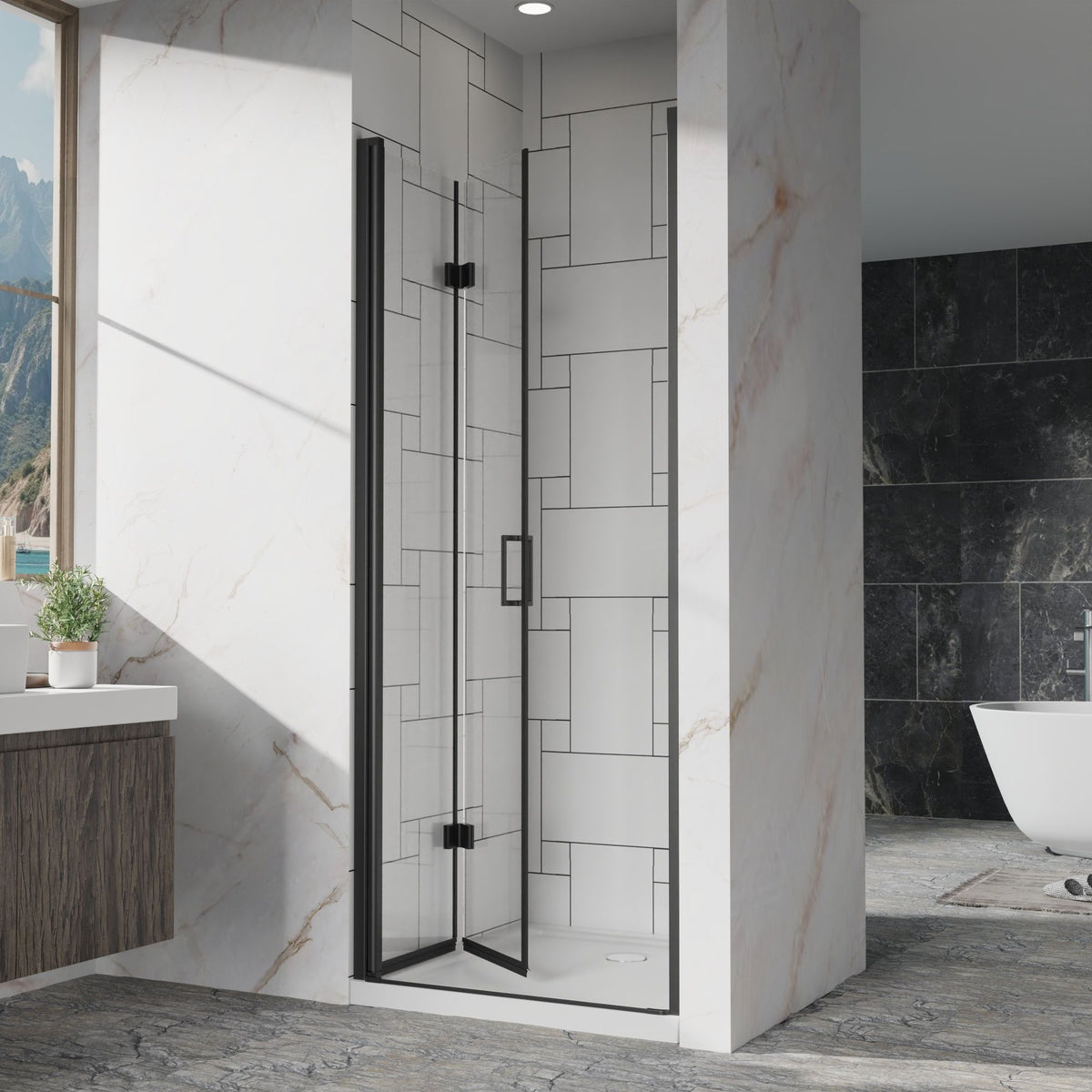 Bifold Frameless Shower Door With Tempered Clear Glass, photo 13 of 21