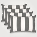 4 Pack Outdoor Lumbar Pillow with Inserts - Gray/White Striped