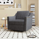 360 Degree Swivel Armchair, Skin Friendly Fabric, Ergonomic Design, Brass Nail Decorative Armchair by Unique Piece Furniture