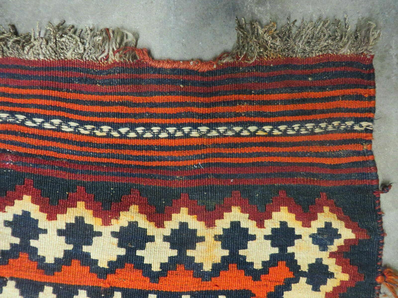 5' X 10' Antique Turkish Kilim Handmade Flat Weave Wool Rug Red Colorful Veg Dye Bohemian Boho Chic Tribal Style And Design