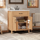 Bathroom Vanity With Sink, Adjustable Shelf & Door Organizers - Walnut by HouseOfZazla