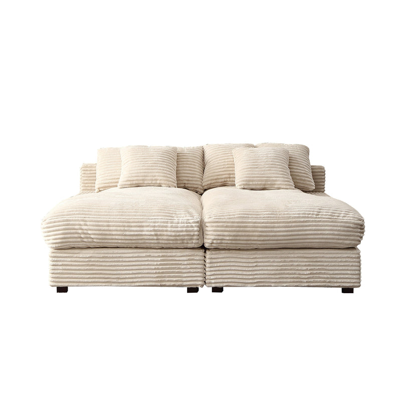 74.8" Modern Luxury Twins Sofa Couch for Living Room Quality Corduroy Upholstery Sleeper Sofa Bed Daybed Beige