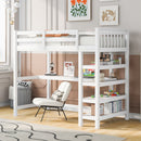 Loft Bed With Storage Shelves And Under Bed Desk by Unique Piece Furniture