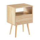 15.75" Rattan End Table With Drawer And Solid Wood Legs, Modern Nightstand, Side Table For Living Room, Bedroom by HouseOfZazla