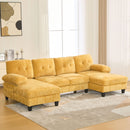 U-Shaped Sectional Sofa 103.5" Fabric Couch With Dual Chaise Lounges, Storage Pockets, Armrest Pillows by Unique Piece Furniture