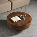 31.49" Burl Wood Veneer Round Coffee Table by HouseOfZazla
